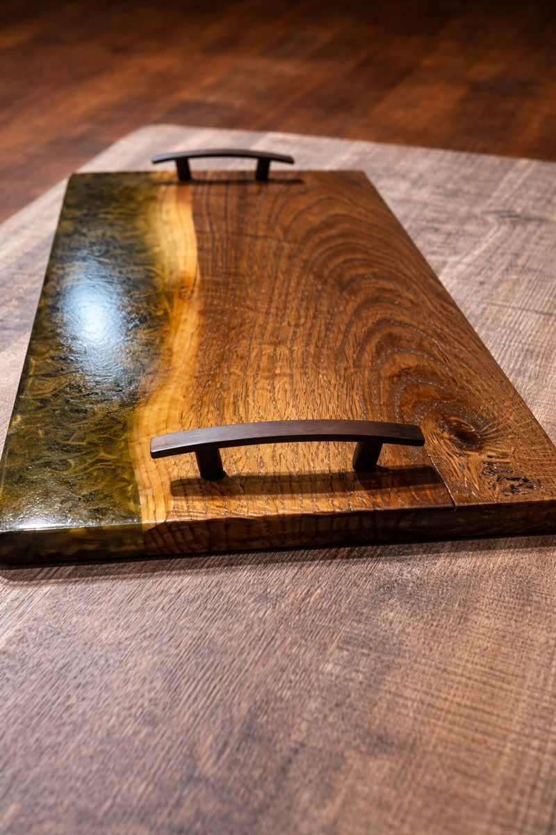 Live Edge Epoxy River Serving Tray – Gold Resin