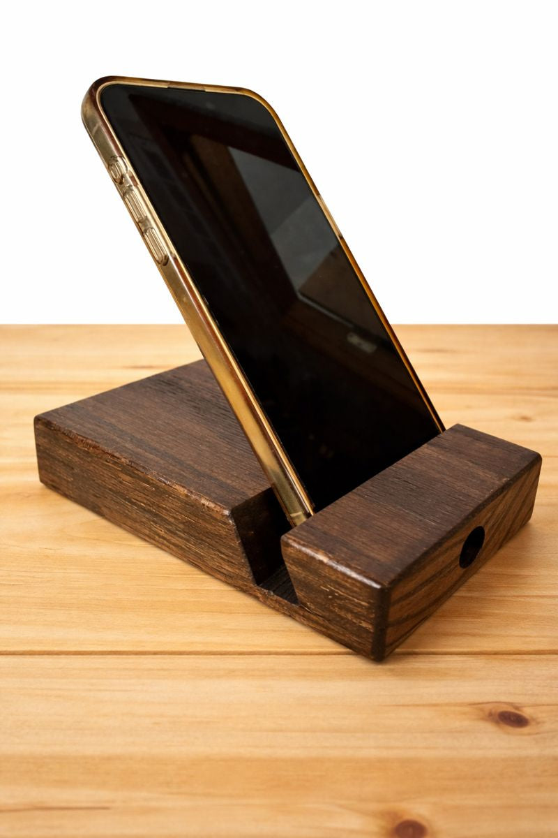 Handcrafted Wooden Phone Stand with Natural Sound Amplifier (Does not include phone)