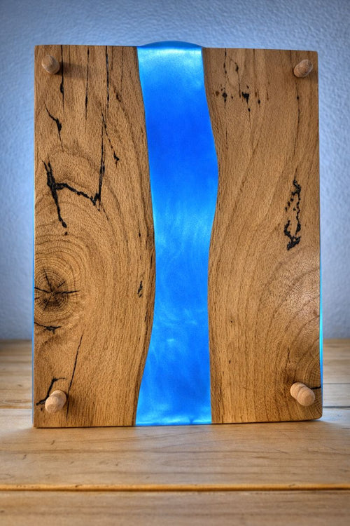 Live Edge Epoxy River Serving Tray – Blue Resin